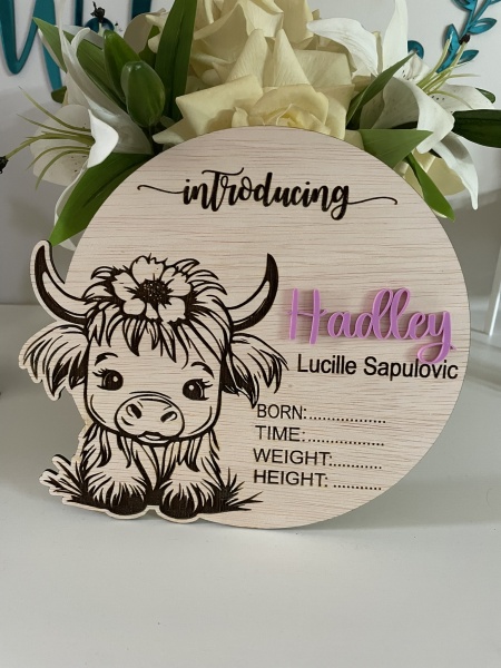 Baby Announcement - Highland Cow