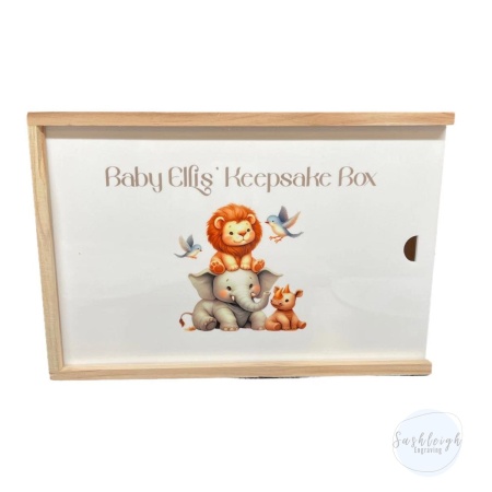 Baby Keepsake Box - Lion, Elephant, Rhino