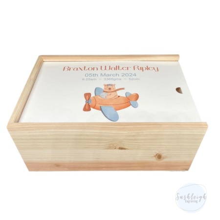 Baby Keepsake Box - Bear and Plane