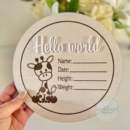 Baby Announcement - Hello World Giraffe