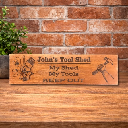 Personalised Tool Lover’s Shed Sign – Custom Laser-Engraved Wooden Plaque