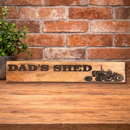 Personalised Farmer Shed Sign – Custom Engraved Tractor Timber Plaque