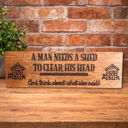 Personalised Funny Shed Sign – Custom Engraved Wooden Plaque