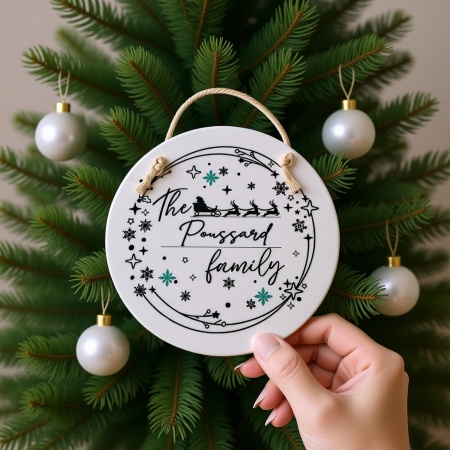 Personalised Christmas Family Name Round – Door/Window Sign