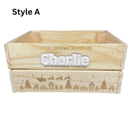Christmas Eve Crate – Personalised Pine Box (310×230×150 mm)