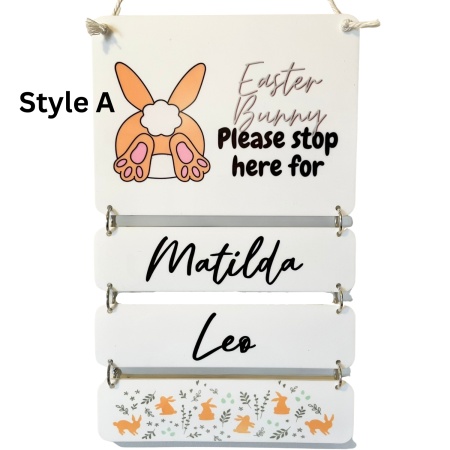 Easter Bunny Please Stop Here Hanging Plaque