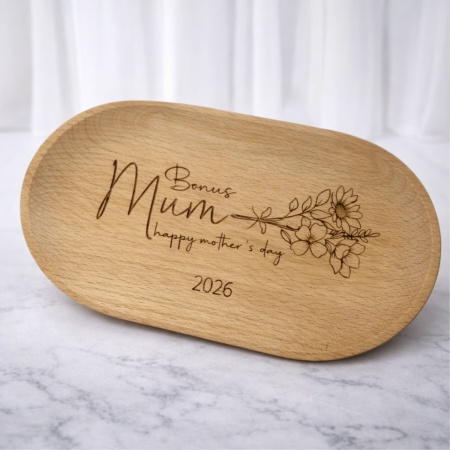 Personalised Wooden Beech Tray – Mum, Nana or Bonus Mum Design