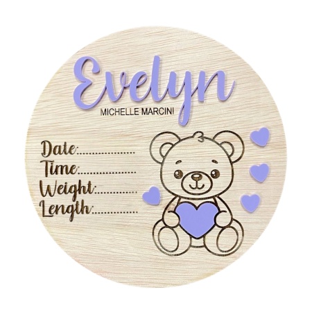 Baby Announcement - Teddy Bear with Hearts