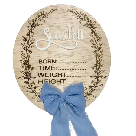Baby Announcement Oval Wreath Disc