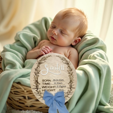 Baby Announcement Oval Wreath Disc