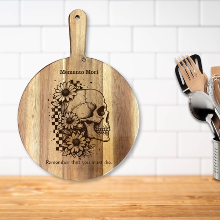Engraved Skull Chopping Board – Gothic Kitchen Décor and Unique Gift