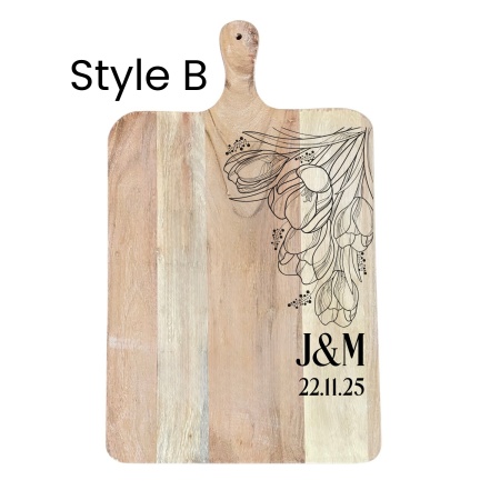 Personalised Couples’ Names and Date Engraved Acacia Board (500×300 mm)