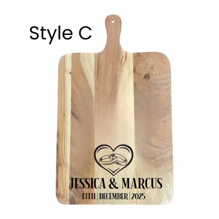 Personalised Couples’ Names and Date Engraved Acacia Board (500×300 mm)