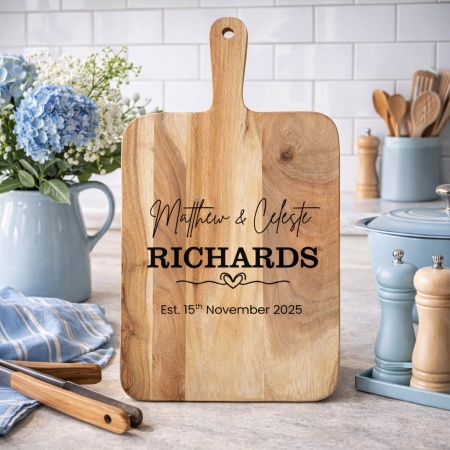 Personalised Couples’ Names and Date Engraved Acacia Board | 3 Designs