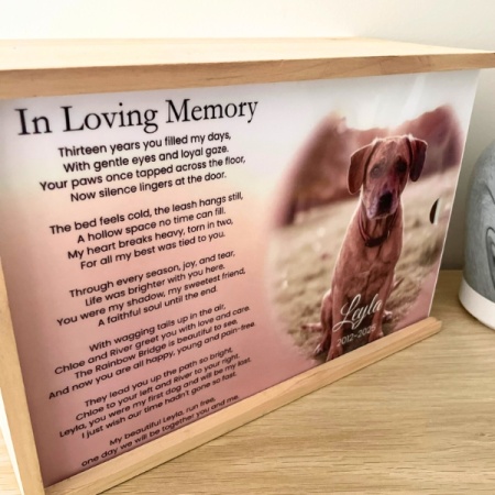 Personalised Pet Memorial Keepsake Box with Photo and Tribute