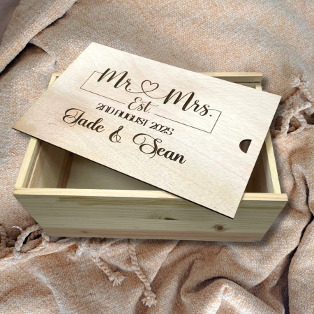 Personalised Wooden Keepsake Box | Wedding, Engagement and Anniversary Memory Box