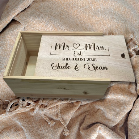 Personalised Wooden Keepsake Box | Wedding, Engagement and Anniversary Memory Box