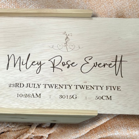 Personalised Baby Keepsake Box | Baby Shower Gift | Engraved Sliding-Lid Wooden Box | 3 Designs