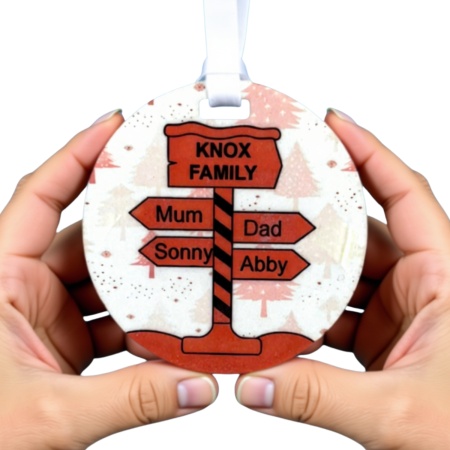 Personalised Family Signpost Ornament – 80 mm Acrylic (2–6 Names)