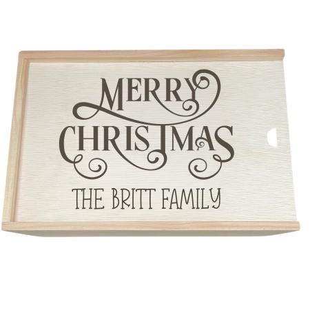 Personalised Wooden Christmas Eve Box – 6 Engraved Design Options