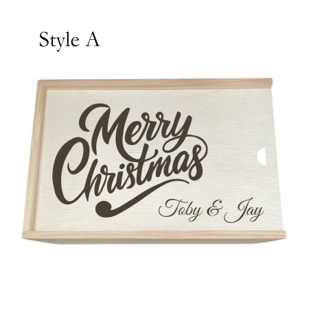 Personalised Wooden Christmas Eve Box – 6 Engraved Design Options