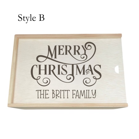 Personalised Wooden Christmas Eve Box – 6 Engraved Design Options