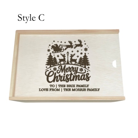 Personalised Wooden Christmas Eve Box – 6 Engraved Design Options