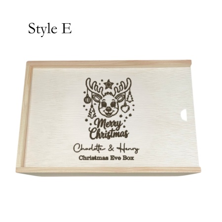 Personalised Wooden Christmas Eve Box – 6 Engraved Design Options