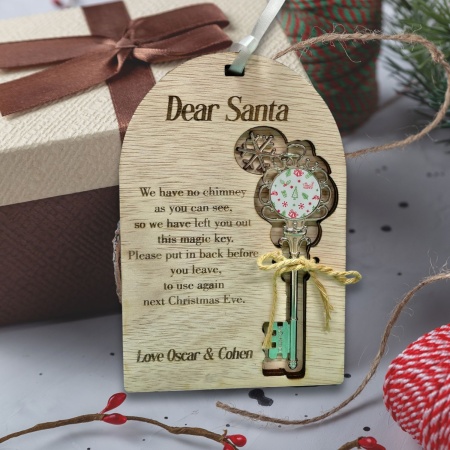 Personalised Dear Santa Magic Key Ornament – Christmas Key for Homes Without Chimneys