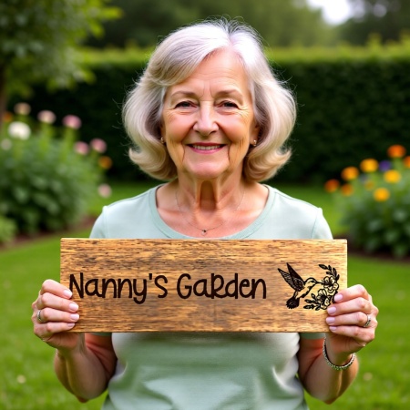 Personalised Garden Sign – Custom Engraved Timber for Nanny or Any Name