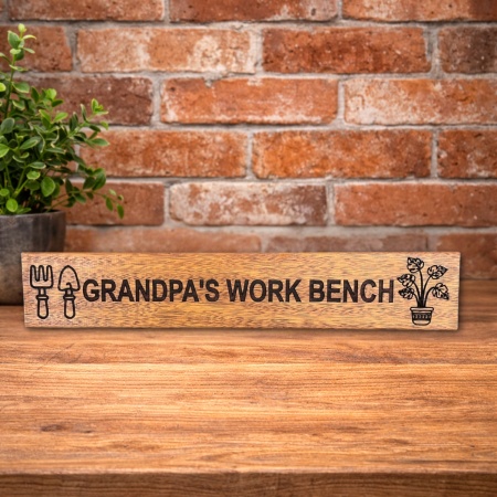 Personalised Workshop and Work Bench Sign – Hardwood Engraved