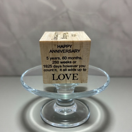 Personalised Anniversary Cube – Engraved Wooden Keepsake