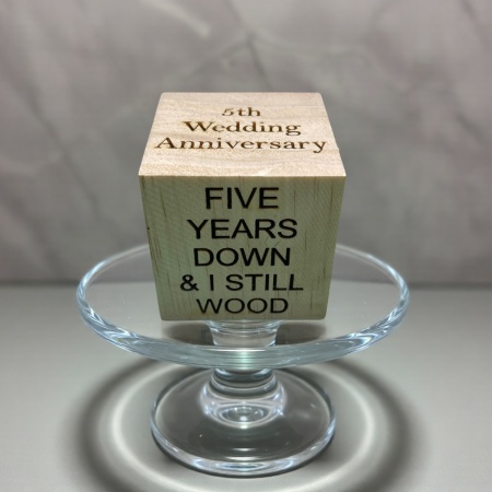 Personalised Anniversary Cube – Engraved Wooden Keepsake