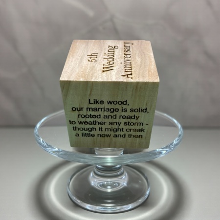 Personalised Anniversary Cube – Engraved Wooden Keepsake