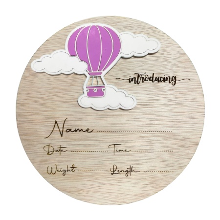Personalised Baby Birth Announcement Plaque | Hot Air Balloon