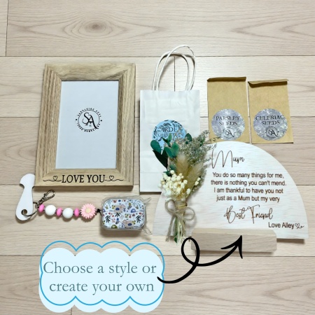 Personalised Mother’s Day Gift Bundle with Engraved Timber Keepsakes