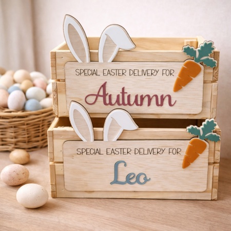 Personalised Easter Bunny Crate – Special Delivery Easter Box for Kids