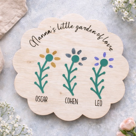 Personalised Little Garden of Love Plaque – Custom Kids Name Wooden Sign