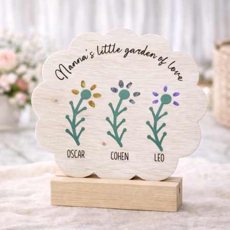 Personalised Little Garden of Love Plaque – Custom Kids Name Wooden Sign