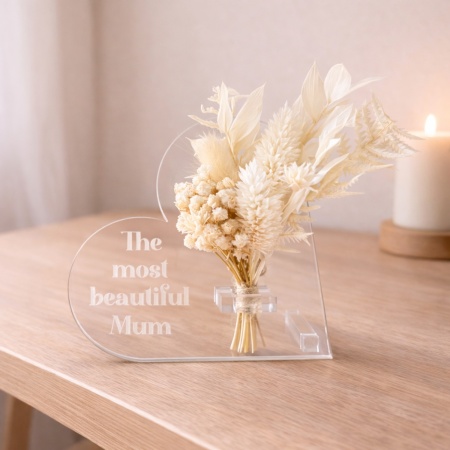 Personalised Engraved Acrylic Heart Plaque – Free Standing Gift for Mum