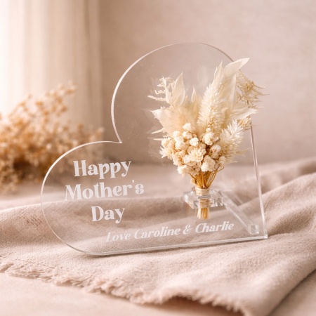 Personalised Engraved Acrylic Heart Plaque – Free Standing Gift for Mum