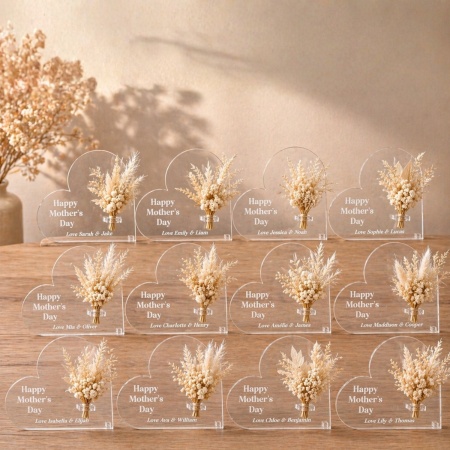 Personalised Engraved Acrylic Heart Plaque – Free Standing Gift for Mum