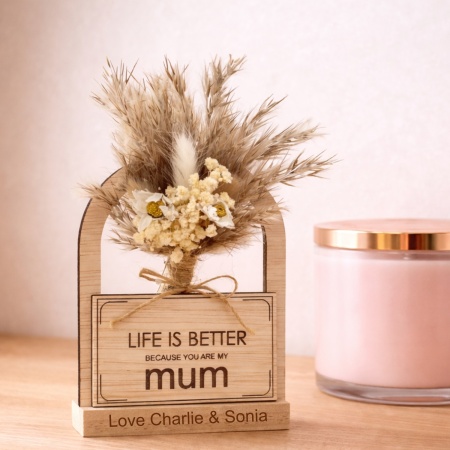 Personalised Wooden Floral Frame with Dried Bouquet – Mother’s Day Gift