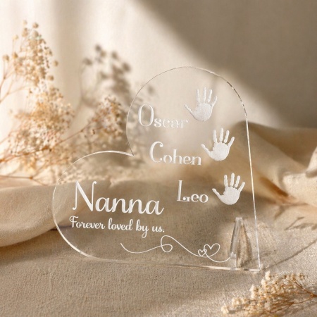 Personalised Nanna / Grandma Heart Plaque with Grandchildren Handprints