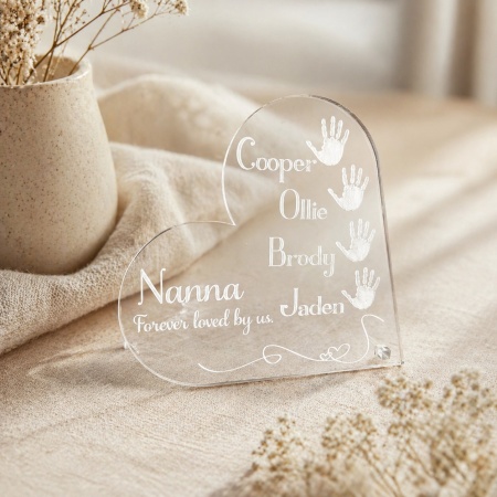 Personalised Nanna / Grandma Heart Plaque with Grandchildren Handprints