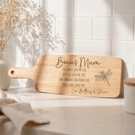 Personalised Bonus Mum Chopping Board Gift | Custom Step Mum, Mum or Grandma Keepsake | Engraved Woo