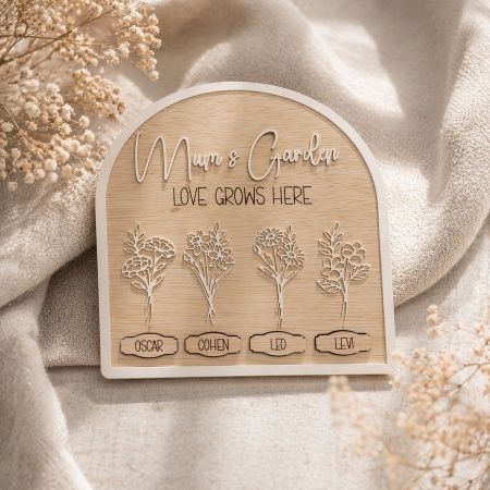 Personalised Mum or Nan Love Grows Here Plaque with Children’s Names