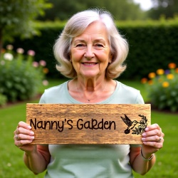Personalised Garden Sign – Custom Engraved Timber for Nanny or Any Name